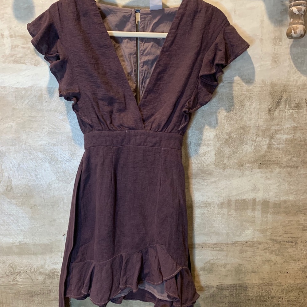 Cute eggplant cotton mini dress. Lined size small